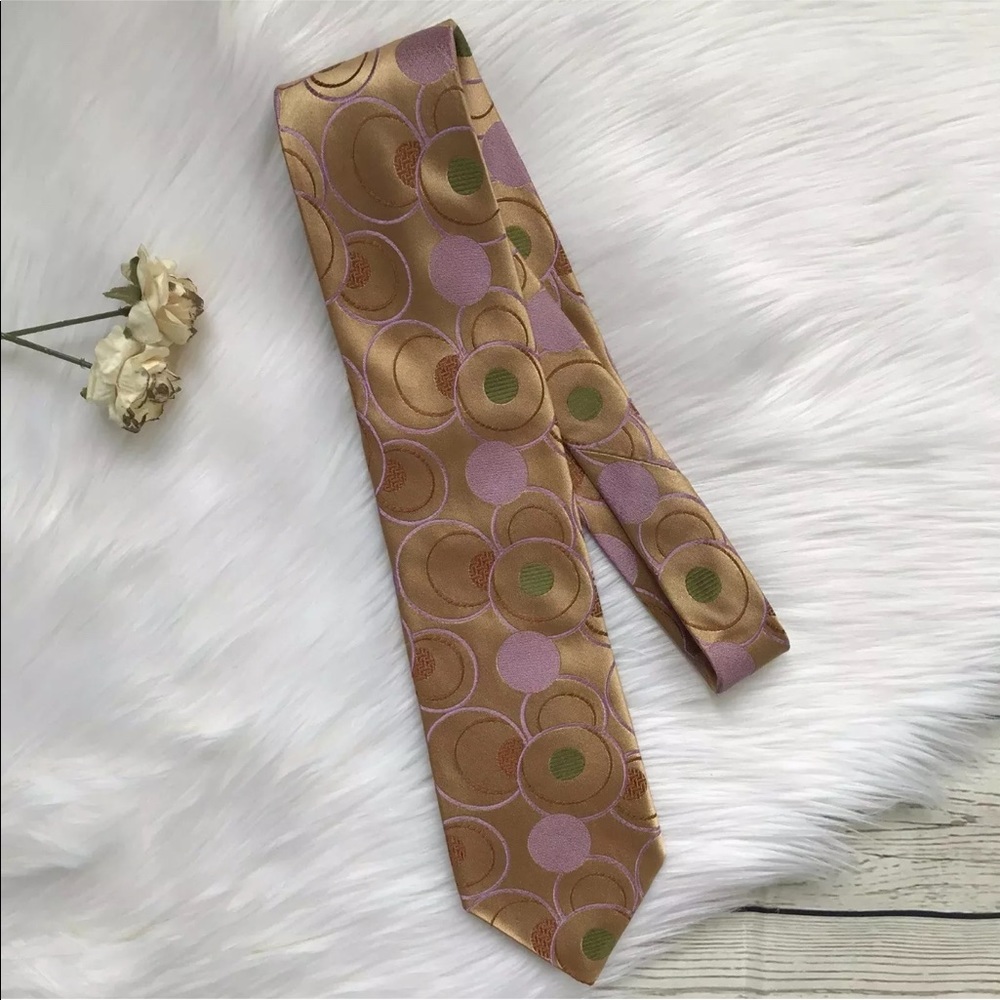 Ted Baker Toe Gold Swirls Purple Imported Silk